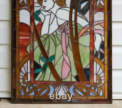 Tiffany Styl Alphonse Mucha Art Stained Glass Window Panel Evening Contemplation