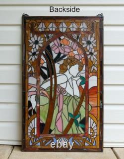 Tiffany Styl Alphonse Mucha Art Stained Glass Window Panel Evening Contemplation