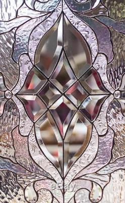Tiffany Styl Clear Beveled Stained Glass Window Panel Victorian Iridescent36x17