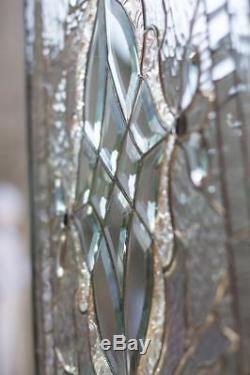 Tiffany Styl Clear Beveled Stained Glass Window Panel Victorian Iridescent36x17