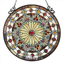 Tiffany Style 23.5 Diameter Round Window Panel Victorian Stained Glass
