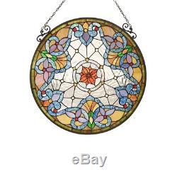 Tiffany Style 24 Round Stained Glass Window Panel Victorian Handcrafted