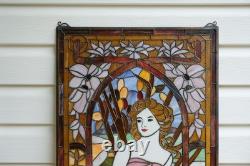 Tiffany Style Alphonse Mucha Art, Stained Glass Window Panel Morning Awakening
