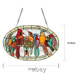 Tiffany Style Bird Design Round Window Panel Stained Glass Suncatcher