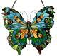 Tiffany Style Butterfly Design Stained Glass Window Panel 21 Tall x 20 Wide