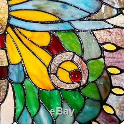 Tiffany Style Butterfly Design Stained Glass Window Panel 21 Tall x 22 Wide
