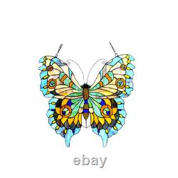 Tiffany Style Butterfly Stained Glass Window Panel Handcrafted Suncatcher, 21