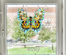 Tiffany Style Butterfly Stained Glass Window Panel Handcrafted Suncatcher, 21