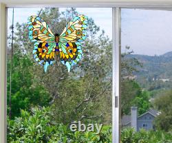 Tiffany Style Butterfly Stained Glass Window Panel Handcrafted Suncatcher, 21