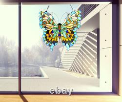 Tiffany Style Butterfly Stained Glass Window Panel Handcrafted Suncatcher, 21
