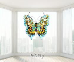 Tiffany Style Butterfly Stained Glass Window Panel Handcrafted Suncatcher, 21