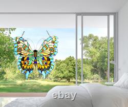 Tiffany Style Butterfly Stained Glass Window Panel Handcrafted Suncatcher, 21