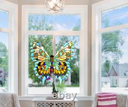 Tiffany Style Butterfly Stained Glass Window Panel Handcrafted Suncatcher, 21