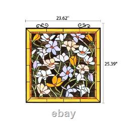 Tiffany-Style Colorful Flowers Floral Stained Glass Hanging Window Panel