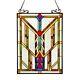 Tiffany-Style Colorful Mission Arts & Crafts Stained Glass Window Panel 25H
