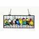 Tiffany Style Colorful Singing Birds Stained Glass Window Panel Suncatcher