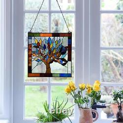 Tiffany Style Colorful World Tree Stained Glass 18in Window Panel Suncatcher