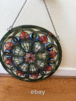 Tiffany Style Design Round Stained Glass Window Panel