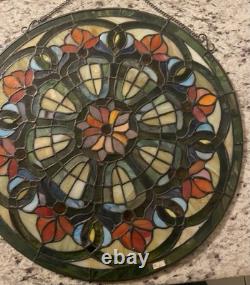 Tiffany Style Design Round Stained Glass Window Panel 15 Inch