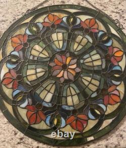 Tiffany Style Design Round Stained Glass Window Panel 15 Inch