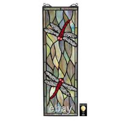 Tiffany Style Dragonfly Stained Glass Window Panel