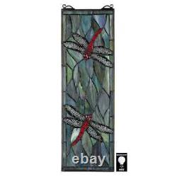 Tiffany Style Dragonfly Stained Glass Window Panel