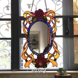 Tiffany Style English Country Stained Glass Window Panel Mirror ONE THIS PRICE