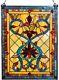 Tiffany Style Firey Hearts And Flowers Stained Glass 24-inch Window Panel