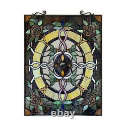 Tiffany-Style Floral With Vines Stained Glass Window Panel 24 Tall x 18 Wide