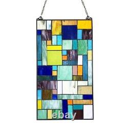 Tiffany-Style Geometric Design Stained Glass Hanging Window Panel Suncatcher