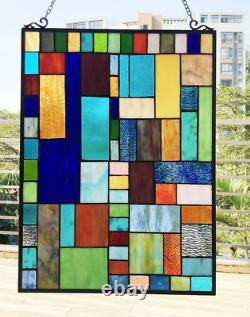 Tiffany Style Geometric Design Stained Glass Hanging Window Panel Suncatcher