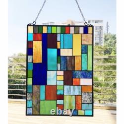 Tiffany-Style Geometric Stained Glass Window Panel & Suncatcher 24 Height