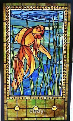 Tiffany Style Goldfish Stained Glass Panel Suncatcher