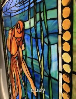 Tiffany Style Goldfish Stained Glass Panel Suncatcher