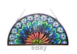 Tiffany Style Half Round Stained Glass Pattern Panel Hanging Wall Decor Art NEW