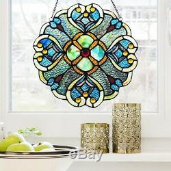 Tiffany Style Handcrafted Stained Glass 12 Diameter Round Window Panel