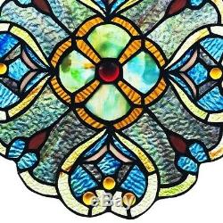 Tiffany Style Handcrafted Stained Glass 12 Diameter Round Window Panel