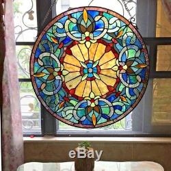 Tiffany Style Handcrafted Stained Glass Window Panel 22 Round ONE THIS PRICE