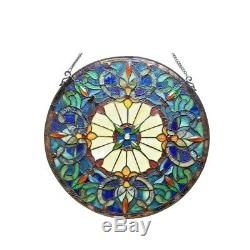 Tiffany Style Handcrafted Stained Glass Window Panel 22 Round Victorian Frances