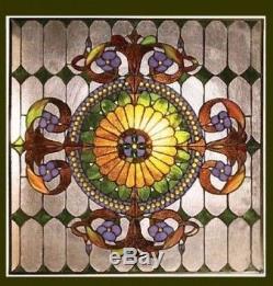 Tiffany Style Handcrafted Stained Glass Window Panel Great Colors! 25 x 25