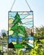 Tiffany Style Landscape Stained Glass Window Panel 20 Tall Nature Art Glass NEW