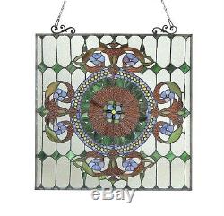 Tiffany Style Matching PAIR Stained Cut Glass Window Panels Great Colors