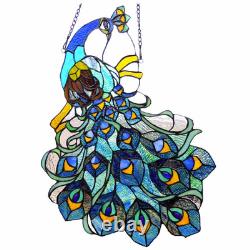 Tiffany Style Peacock Stained Glass Window Panel Hanging window Suncatcher