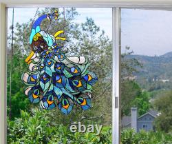 Tiffany Style Peacock Stained Glass Window Panel Hanging window Suncatcher