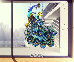 Tiffany Style Peacock Stained Glass Window Panel Hanging window Suncatcher