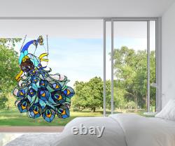 Tiffany Style Peacock Stained Glass Window Panel Hanging window Suncatcher