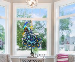 Tiffany Style Peacock Stained Glass Window Panel Hanging window Suncatcher
