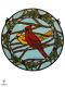 Tiffany Style Round 17 Multi-Color Glass Window Panel with Cardinal Birds