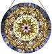 Tiffany Style Round Victorian Stained Glass Window Panel LAST ONE THIS PRICE
