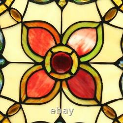 Tiffany Style Stained Glass 20 Round Floral Dragonfly Window Panel Handcrafted